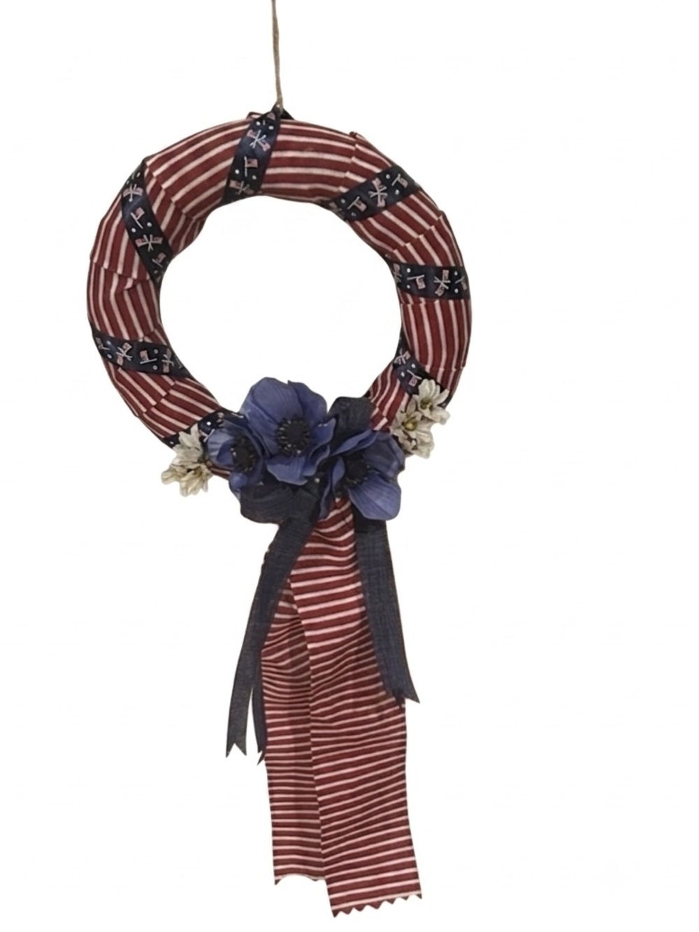 Patriotic Red White Blue Wreath Handmade